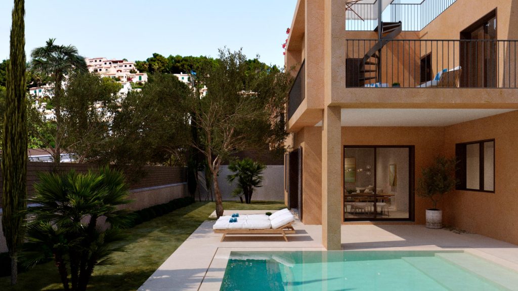 Piscina jardín Chalets Font de Sa Cala en Cala Ratjada