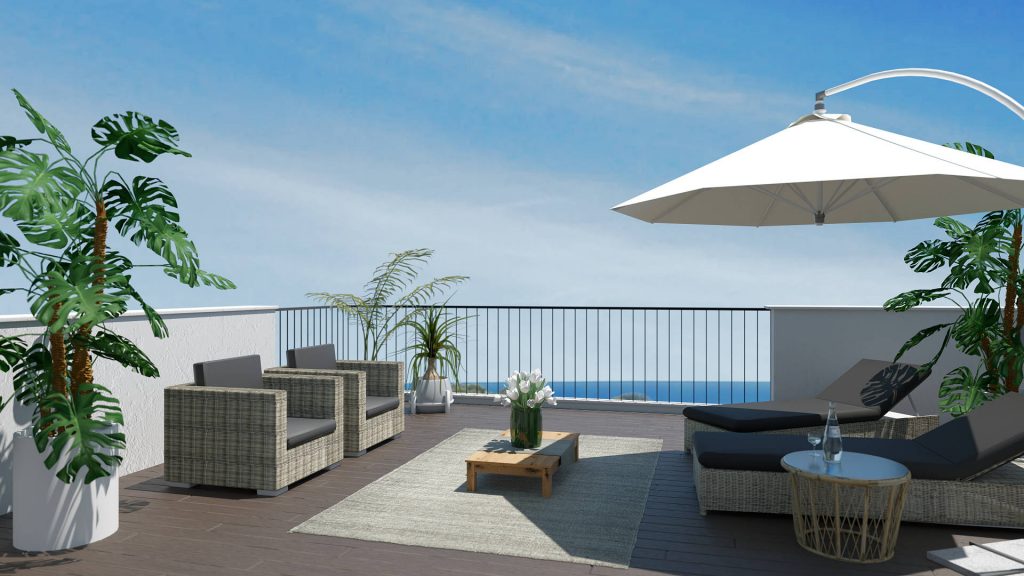 Terraza apartamento ático edificio Na Llambies 5 en Cala Millor